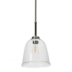 Landry - 1 Seedy Glass and Metal Pendant Light, Black and Nickel by Robert Stevenson Lighting