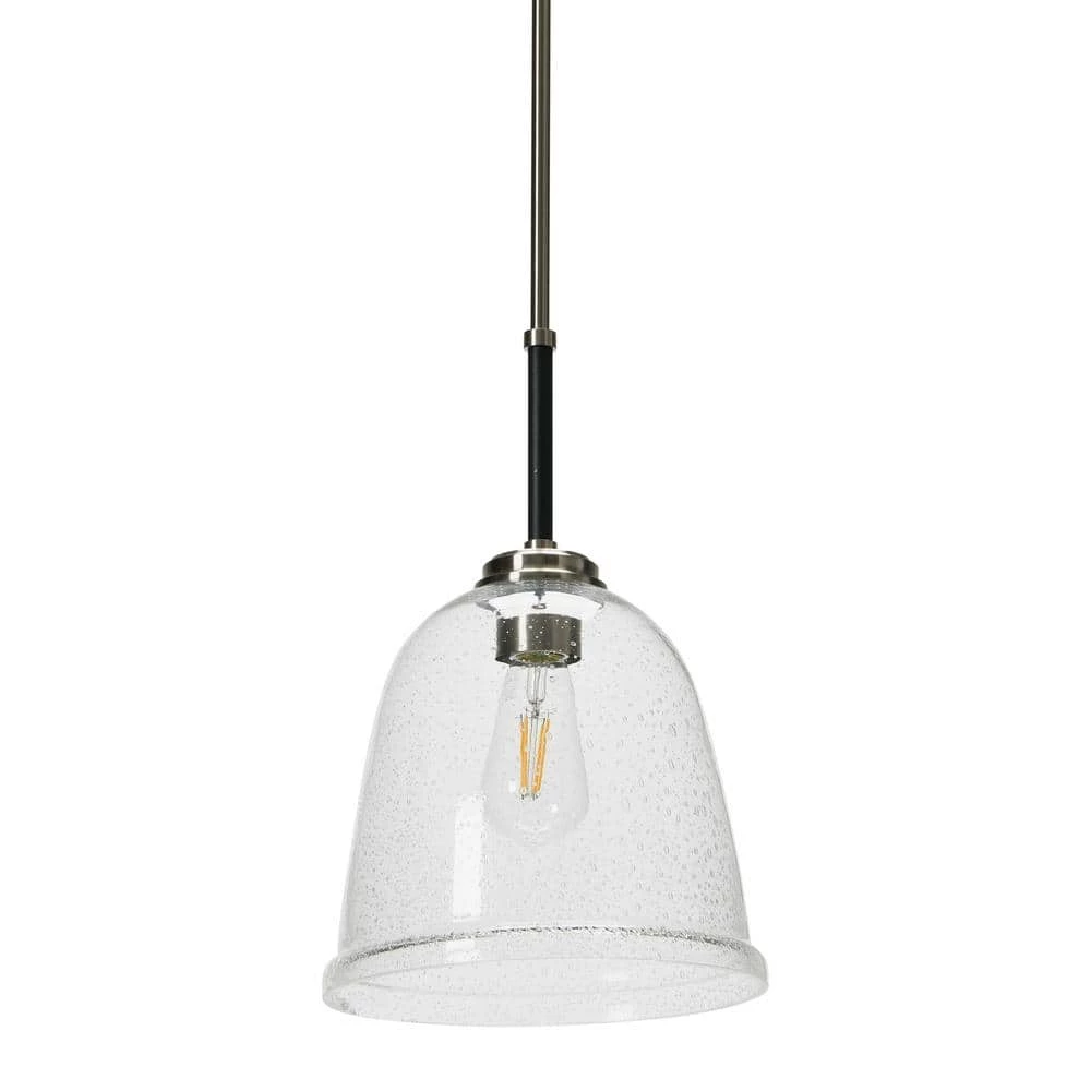 Landry - 1 Seedy Glass and Metal Pendant Light, Black and Nickel by Robert Stevenson Lighting 3 Landry - 1 Seedy Glass and Metal Pendant Light, Black and Nickel by Robert Stevenson Lighting