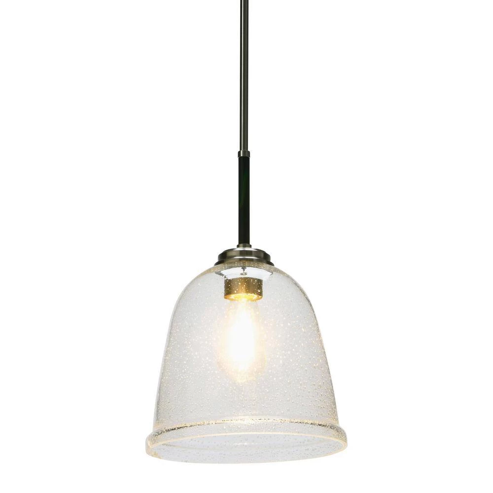 Landry - 1 Seedy Glass and Metal Pendant Light, Black and Nickel by Robert Stevenson Lighting 4 Landry - 1 Seedy Glass and Metal Pendant Light, Black and Nickel by Robert Stevenson Lighting - Image 2