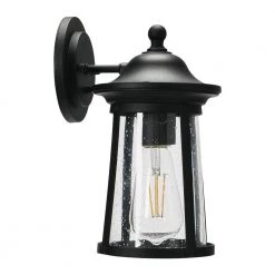 Portside - Matte Black Metal and Seedy Glass Outdoor Light by Robert Stevenson Lighting