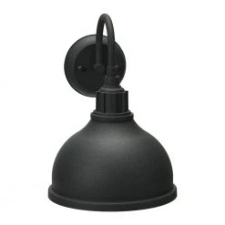 Landon - Weathered Zinc Round Outdoor Light with Metal Shade by Robert Stevenson Lighting -Litton Lane Sales black robert stevenson lighting outdoor sconces ec1229 1f 1000