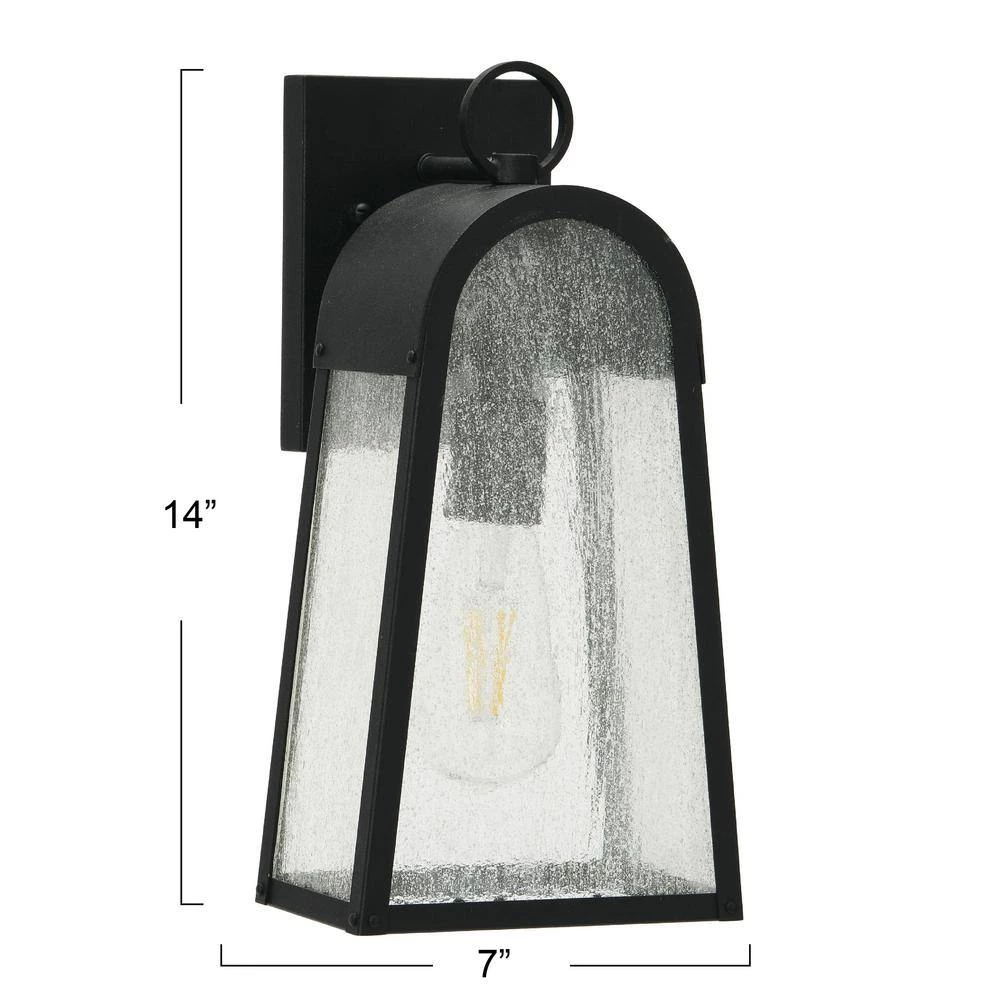 Revere - Textured Black Metal and Seedy Glass Outdoor Light by Robert Stevenson Lighting 9 Revere - Textured Black Metal and Seedy Glass Outdoor Light by Robert Stevenson Lighting - Image 7
