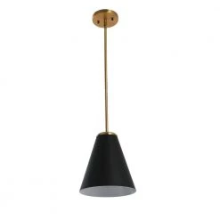 Beckett - Black and Brushed Gold with Metal Shade Pendant Ceiling Light by Robert Stevenson Lighting 10 Beckett - Black and Brushed Gold with Metal Shade Pendant Ceiling Light by Robert Stevenson Lighting -Litton Lane Sales black robert stevenson lighting pendant lights ec1159b 4f 1000
