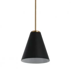 Beckett - Black and Brushed Gold with Metal Shade Pendant Ceiling Light by Robert Stevenson Lighting