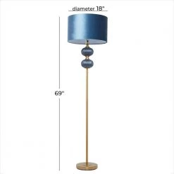69 in. Blue Velvet Transitional Floor Lamp by Litton Lane -Litton Lane Sales blue litton lane floor lamps 040358 76 1000