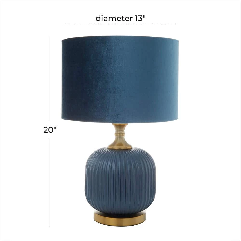 20 in. Blue Glass Transitional Table Lamp by Litton Lane 9 20 in. Blue Glass Transitional Table Lamp by Litton Lane - Image 7