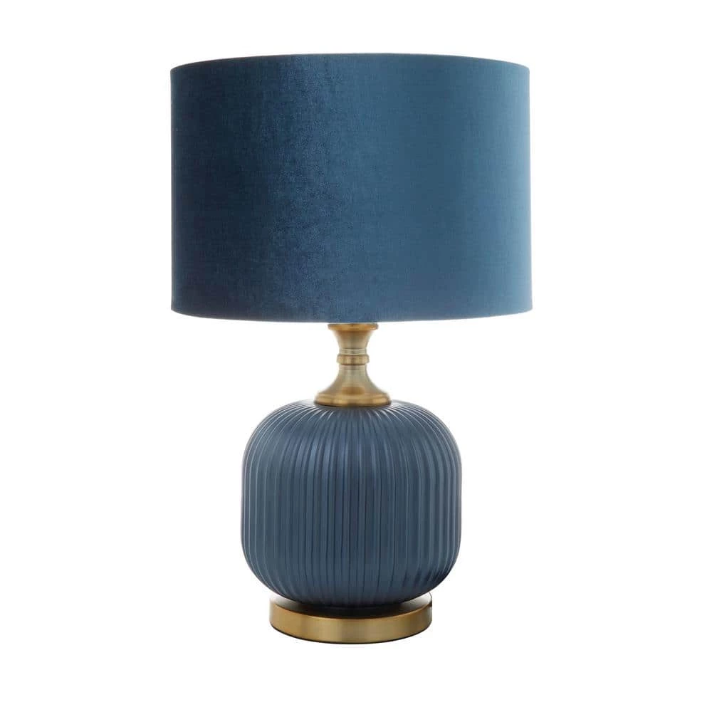 20 in. Blue Glass Transitional Table Lamp by Litton Lane 6 20 in. Blue Glass Transitional Table Lamp by Litton Lane - Image 4