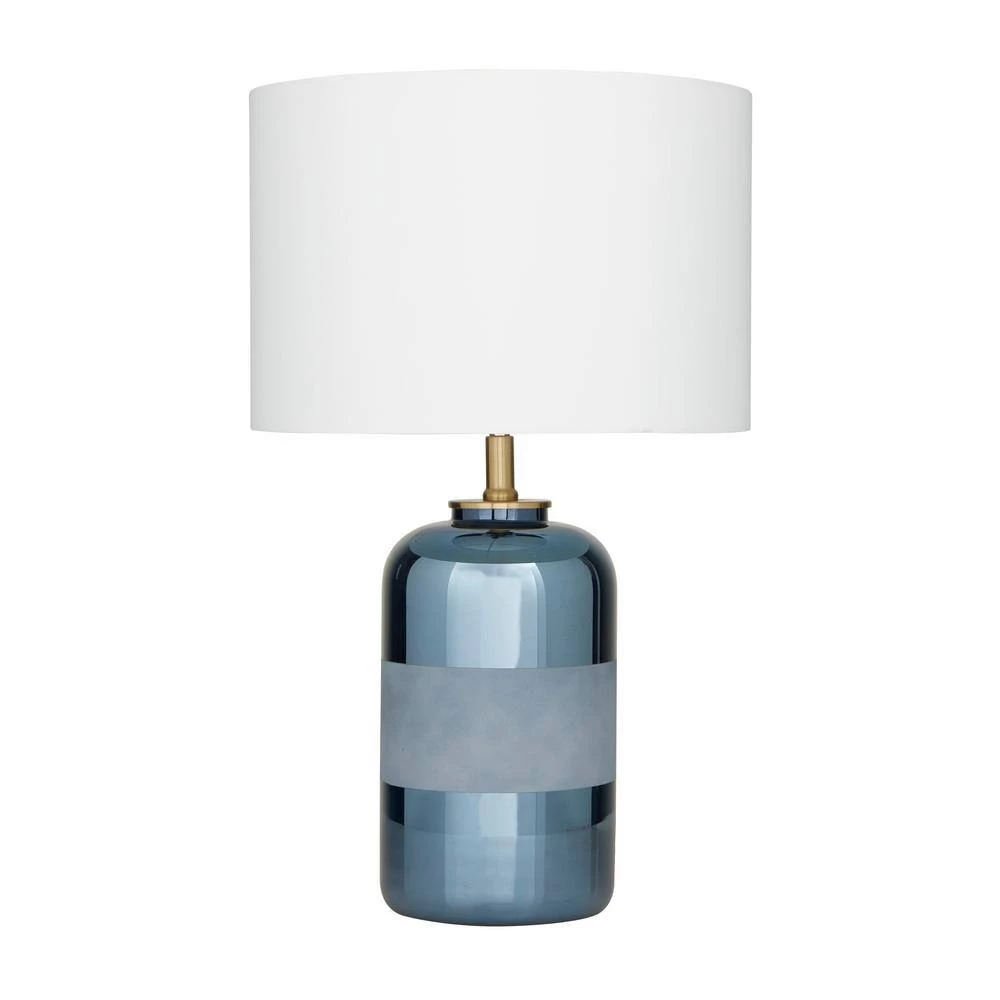 24 in. Blue Stoneware Modern Accent Lamp by Litton Lane 3 24 in. Blue Stoneware Modern Accent Lamp by Litton Lane