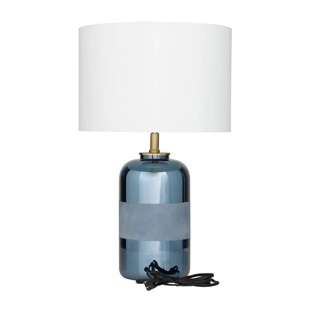 24 in. Blue Stoneware Modern Accent Lamp by Litton Lane 5 24 in. Blue Stoneware Modern Accent Lamp by Litton Lane - Image 3