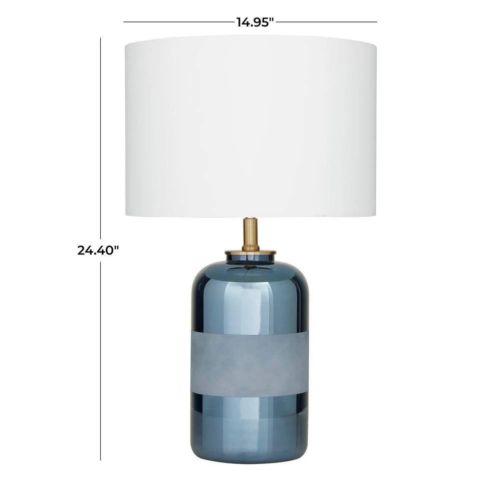 24 in. Blue Stoneware Modern Accent Lamp by Litton Lane 9 24 in. Blue Stoneware Modern Accent Lamp by Litton Lane - Image 7