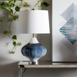 24 in. Blue Glass Modern Table Lamp by Litton Lane 17 24 in. Blue Glass Modern Table Lamp by Litton Lane -Litton Lane Sales blue litton lane table lamps 042827 31 1000