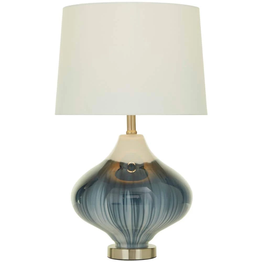 24 in. Blue Glass Modern Table Lamp by Litton Lane 3 24 in. Blue Glass Modern Table Lamp by Litton Lane