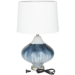 24 in. Blue Glass Modern Table Lamp by Litton Lane 14 24 in. Blue Glass Modern Table Lamp by Litton Lane -Litton Lane Sales blue litton lane table lamps 042827 66 1000