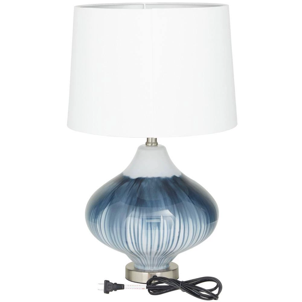 24 in. Blue Glass Modern Table Lamp by Litton Lane 7 24 in. Blue Glass Modern Table Lamp by Litton Lane - Image 5