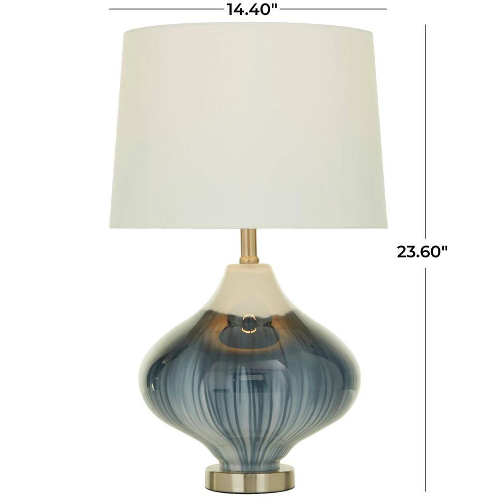 24 in. Blue Glass Modern Table Lamp by Litton Lane 9 24 in. Blue Glass Modern Table Lamp by Litton Lane - Image 7