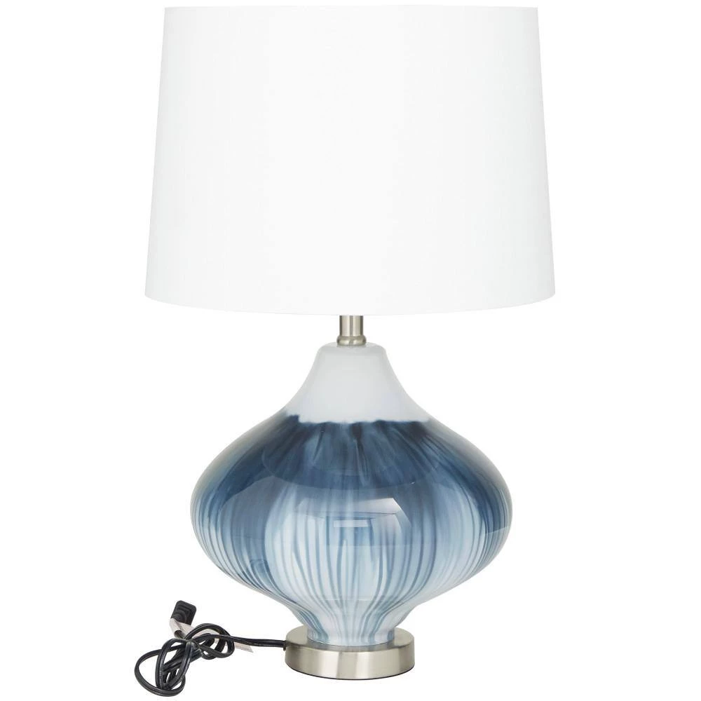 24 in. Blue Glass Modern Table Lamp by Litton Lane 4 24 in. Blue Glass Modern Table Lamp by Litton Lane - Image 2