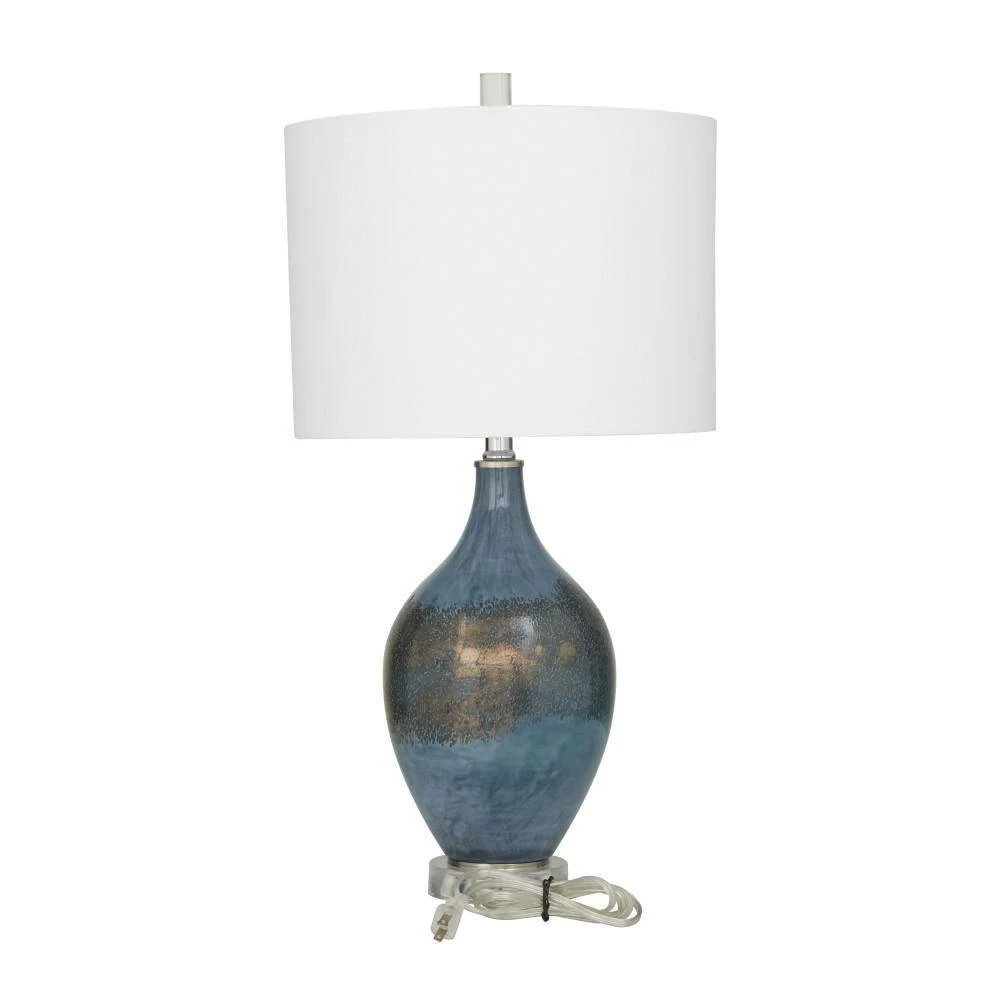 25 in. Blue Glass Modern Accent Lamp (Set of 2) by Litton Lane 6 25 in. Blue Glass Modern Accent Lamp (Set of 2) by Litton Lane - Image 4