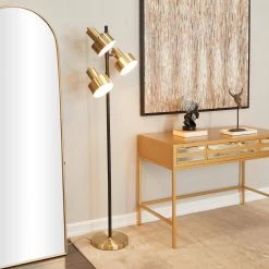 67 in. Brass Metal Contemporary Floor Lamp by Litton Lane -Litton Lane Sales brass litton lane floor lamps 042430 31 1000