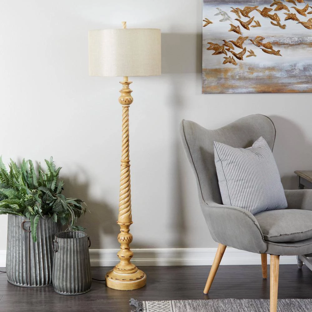 60 in. Brown Polystone Floor Lamp by Litton Lane 11 60 in. Brown Polystone Floor Lamp by Litton Lane - Image 9