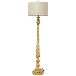 60 in. Brown Polystone Floor Lamp by Litton Lane