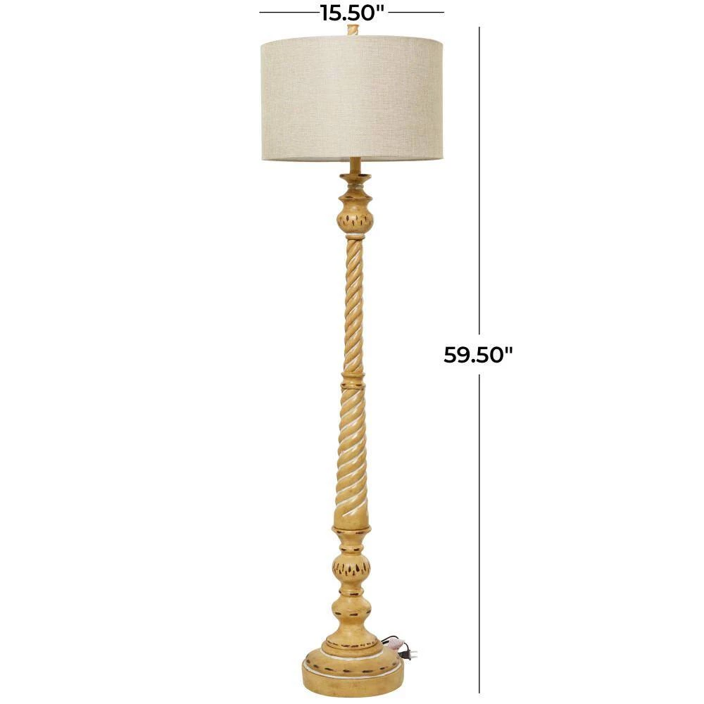 60 in. Brown Polystone Floor Lamp by Litton Lane 10 60 in. Brown Polystone Floor Lamp by Litton Lane - Image 8