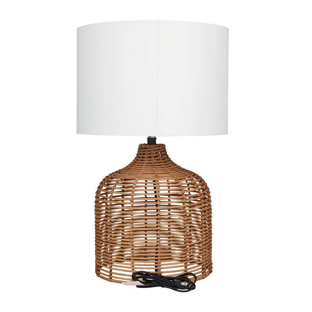 25 in. Brown Polyester Natural Table Lamp by Litton Lane 5 25 in. Brown Polyester Natural Table Lamp by Litton Lane - Image 3