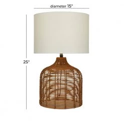 25 in. Brown Polyester Natural Table Lamp by Litton Lane 16 25 in. Brown Polyester Natural Table Lamp by Litton Lane -Litton Lane Sales brown litton lane table lamps 040498 76 1000