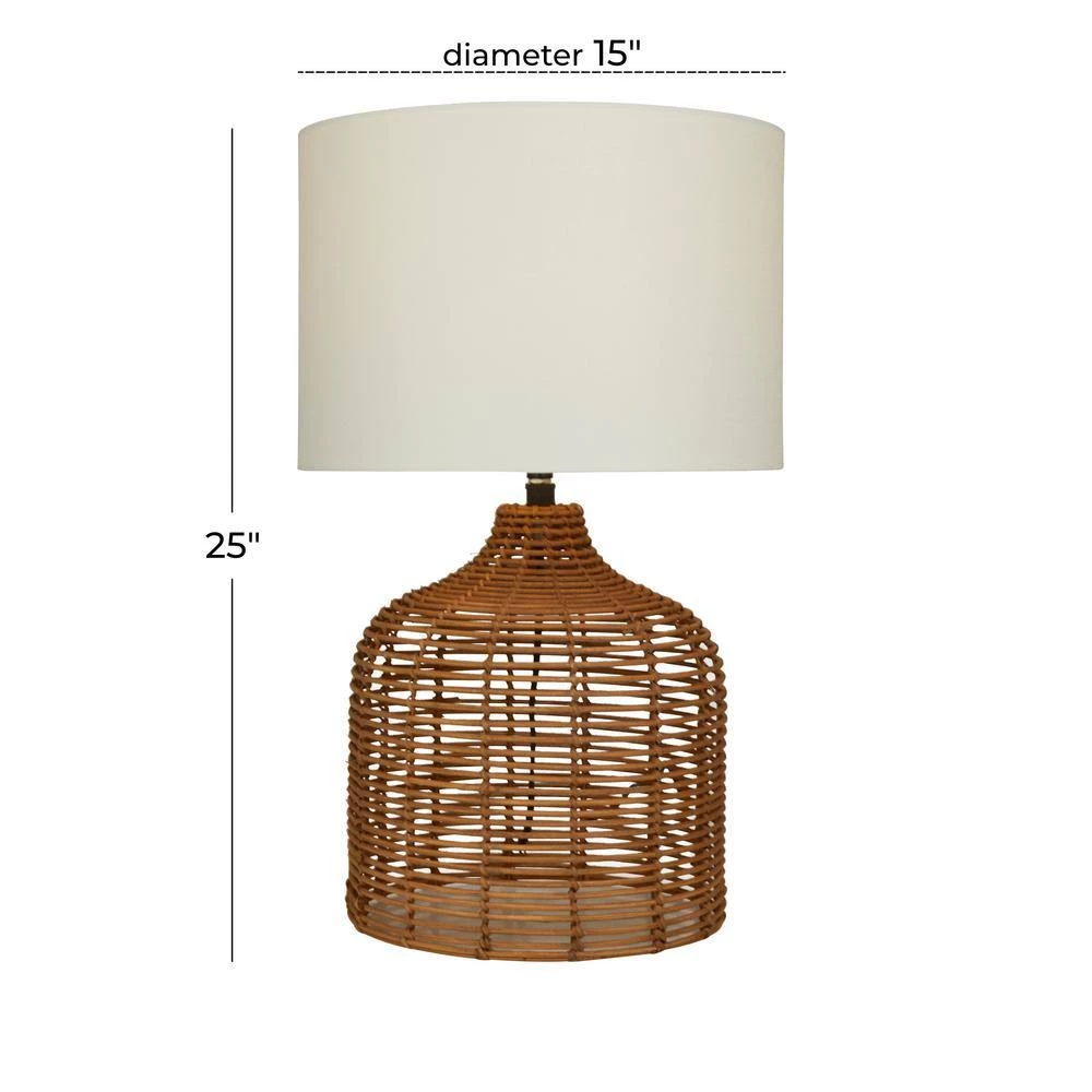 25 in. Brown Polyester Natural Table Lamp by Litton Lane 9 25 in. Brown Polyester Natural Table Lamp by Litton Lane - Image 7