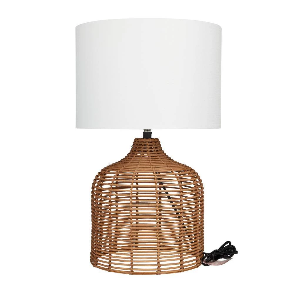 25 in. Brown Polyester Natural Table Lamp by Litton Lane 6 25 in. Brown Polyester Natural Table Lamp by Litton Lane - Image 4