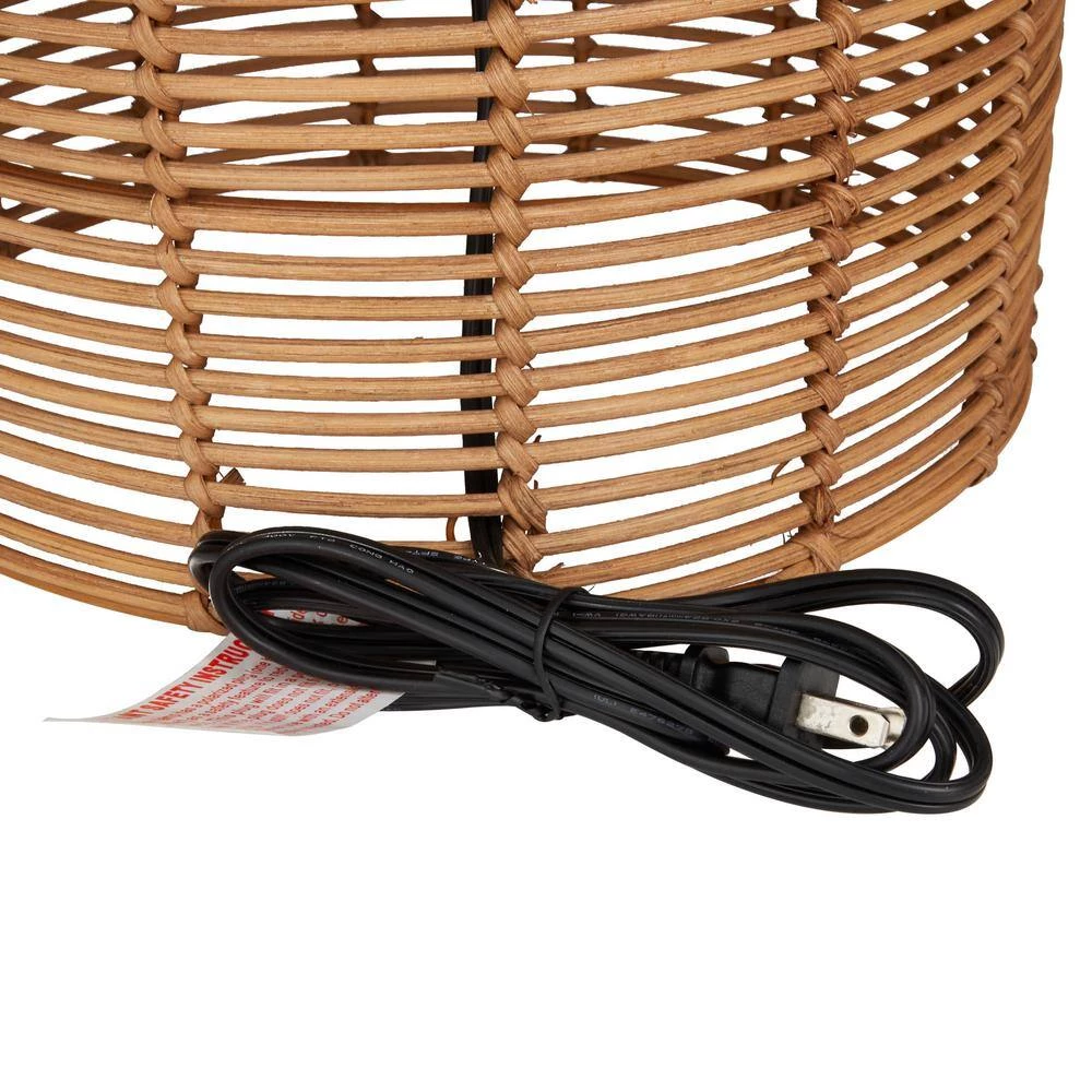 25 in. Brown Polyester Natural Table Lamp by Litton Lane 8 25 in. Brown Polyester Natural Table Lamp by Litton Lane - Image 6