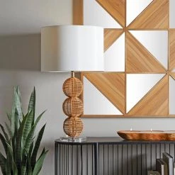 29 in. Brown Wicker Bohemian Accent Lamp by Litton Lane -Litton Lane Sales brown litton lane table lamps 042686 31 1000