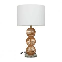 29 in. Brown Wicker Bohemian Accent Lamp by Litton Lane