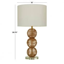 29 in. Brown Wicker Bohemian Accent Lamp by Litton Lane -Litton Lane Sales brown litton lane table lamps 042686 c3 1000