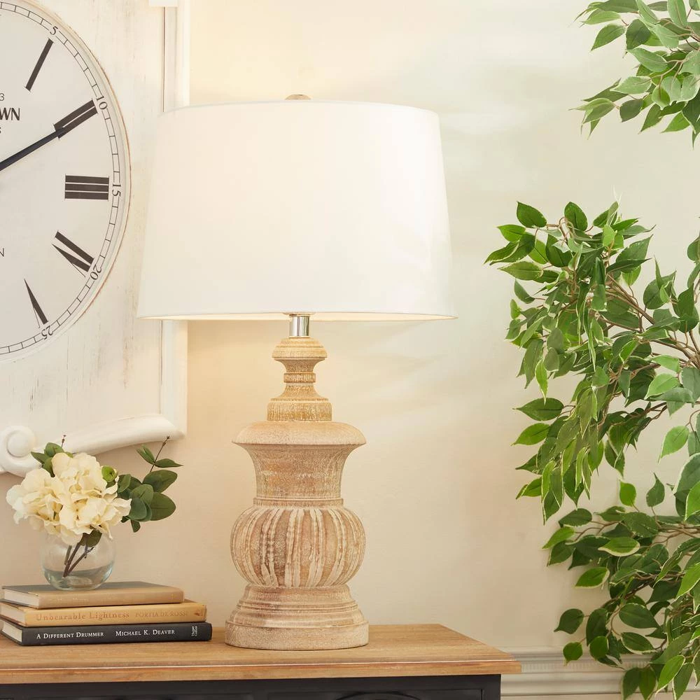 27 in. Brown Mango Wood Table Lamp by Litton Lane 10 27 in. Brown Mango Wood Table Lamp by Litton Lane - Image 8