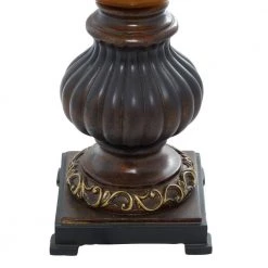 8 in. x 18 in. Rustic Elegance Brown Polystone and Gold Glass Candle Home Decor by Litton Lane -Litton Lane Sales brown litton lane table lamps 44938 4f 1000