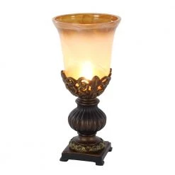 8 in. x 18 in. Rustic Elegance Brown Polystone and Gold Glass Candle Home Decor by Litton Lane