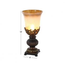 8 in. x 18 in. Rustic Elegance Brown Polystone and Gold Glass Candle Home Decor by Litton Lane -Litton Lane Sales brown litton lane table lamps 44938 76 1000