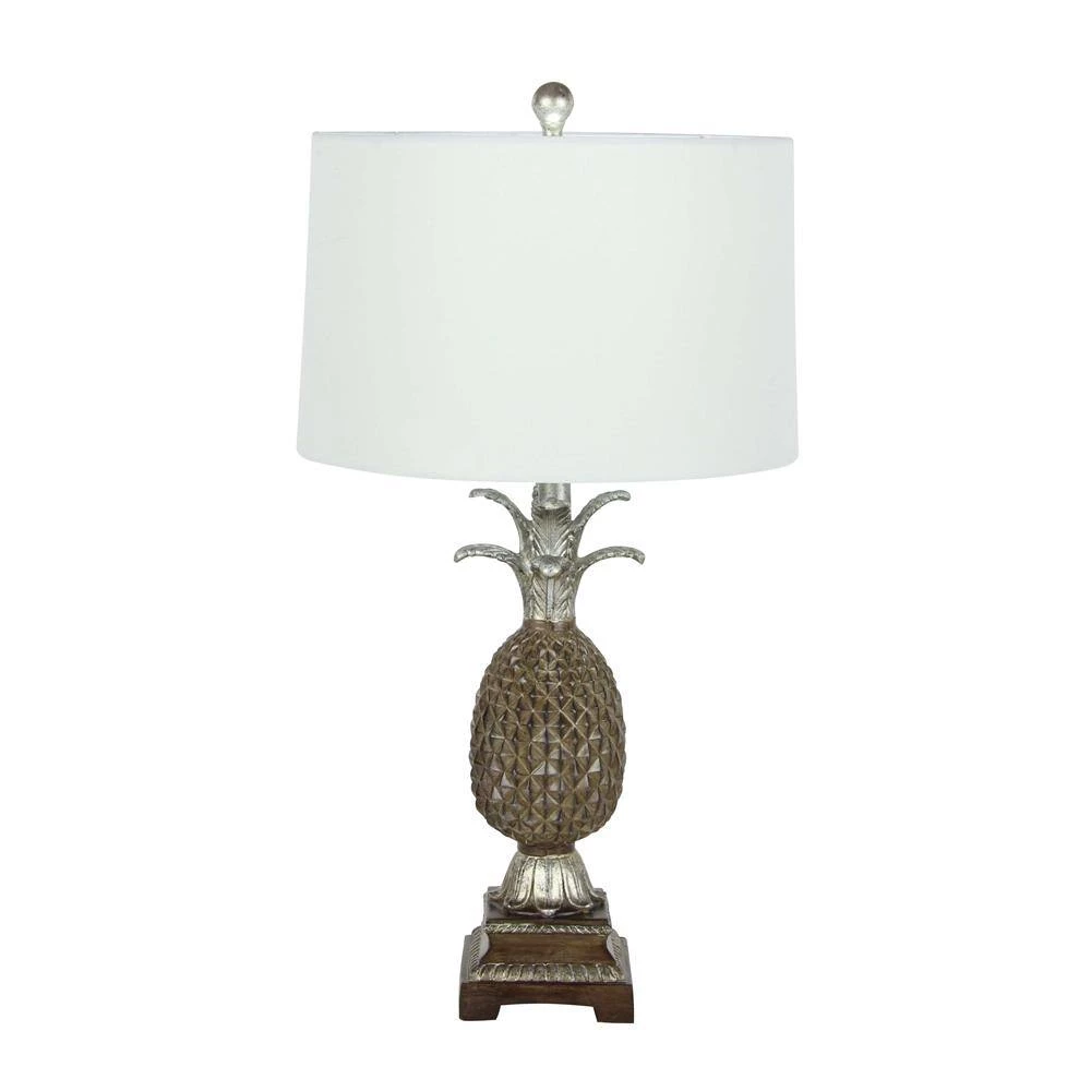 15 in. Brown Polystone Table Lamp (Set of 2) by Litton Lane 7 15 in. Brown Polystone Table Lamp (Set of 2) by Litton Lane - Image 5