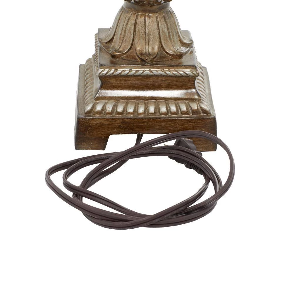 15 in. Brown Polystone Table Lamp (Set of 2) by Litton Lane 4 15 in. Brown Polystone Table Lamp (Set of 2) by Litton Lane - Image 2