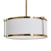 Harrison - Brushed Brass Modern Metal 1 Ceiling Pendant Light with Caged Linen Shade by Robert Stevenson Lighting 2 Harrison - Brushed Brass Modern Metal 1 Ceiling Pendant Light with Caged Linen Shade by Robert Stevenson Lighting -Litton Lane Sales brushed brass robert stevenson lighting chandeliers ec1277 64 1000
