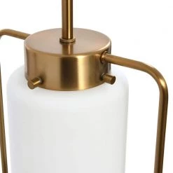 Ezra - Modern 1-Light Brushed Brass Metal and Frosted Glass Pendant Light by Robert Stevenson Lighting -Litton Lane Sales brushed brass robert stevenson lighting pendant lights ec1310 44 1000