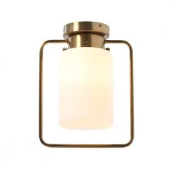 Ezra - Modern 1-Light Brushed Brass Metal and Frosted Glass Pendant Light by Robert Stevenson Lighting -Litton Lane Sales brushed brass robert stevenson lighting pendant lights ec1310 76 1000