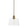 Rhodes 1-Light Brushed Brass Minimalist Metal and Textured Glass Mini Pendant Light by Robert Stevenson Lighting -Litton Lane Sales brushed brass robert stevenson lighting pendant lights ec1358 64 1000