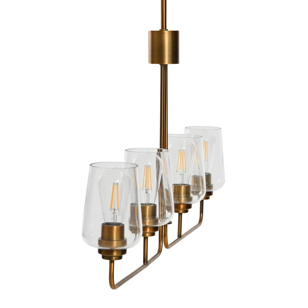 Holden - Metal and Glass 4 Light Chandelier, Brushed Bronze by Robert Stevenson Lighting 6 Holden - Metal and Glass 4 Light Chandelier, Brushed Bronze by Robert Stevenson Lighting - Image 4