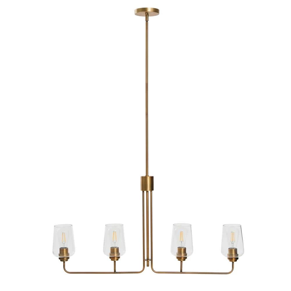 Holden - Metal and Glass 4 Light Chandelier, Brushed Bronze by Robert Stevenson Lighting 5 Holden - Metal and Glass 4 Light Chandelier, Brushed Bronze by Robert Stevenson Lighting - Image 3