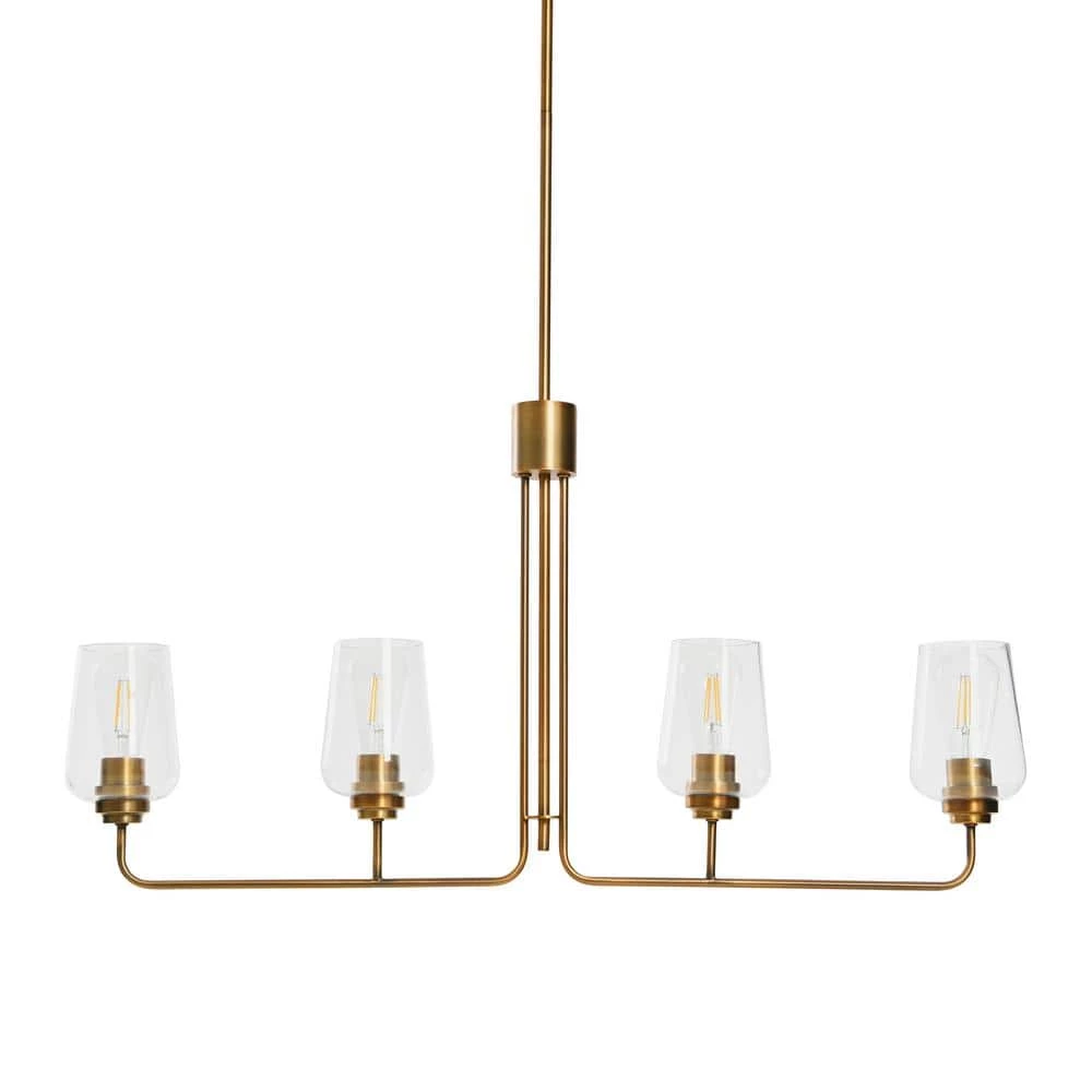 Holden - Metal and Glass 4 Light Chandelier, Brushed Bronze by Robert Stevenson Lighting 3 Holden - Metal and Glass 4 Light Chandelier, Brushed Bronze by Robert Stevenson Lighting