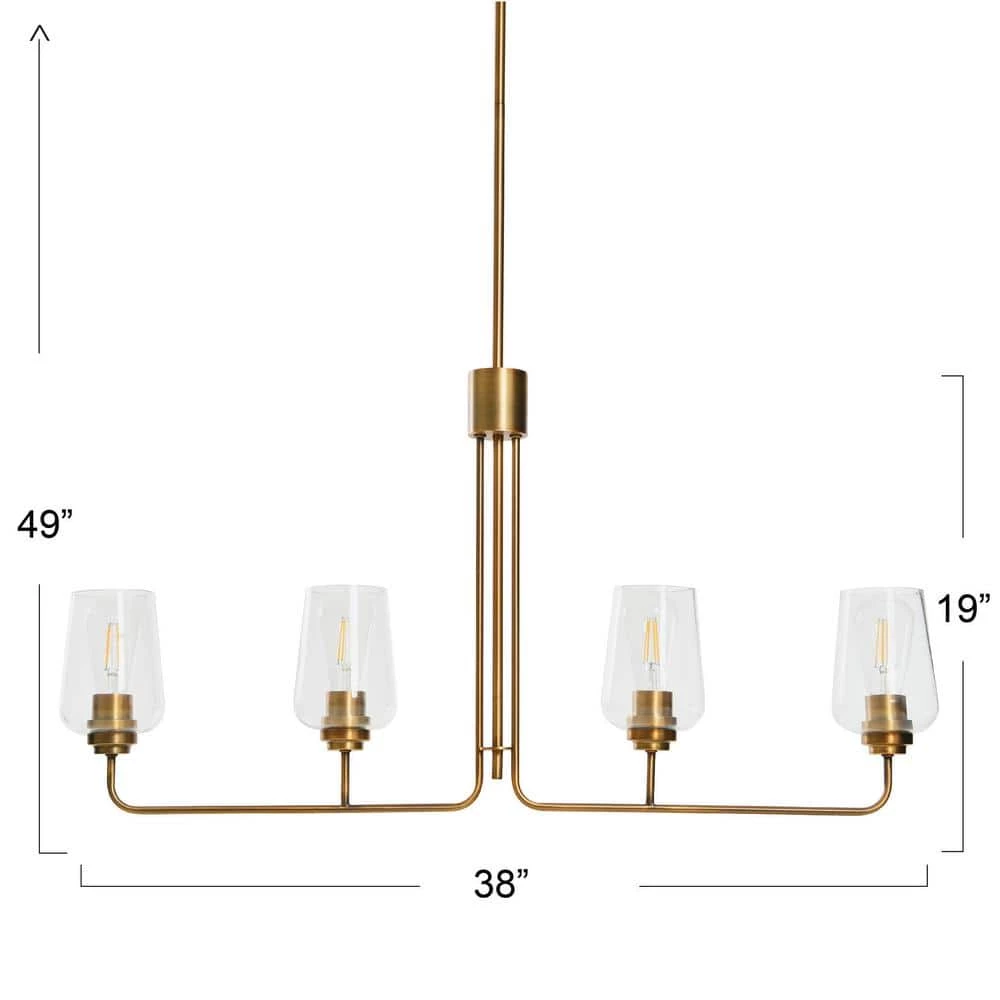 Holden - Metal and Glass 4 Light Chandelier, Brushed Bronze by Robert Stevenson Lighting 9 Holden - Metal and Glass 4 Light Chandelier, Brushed Bronze by Robert Stevenson Lighting - Image 7