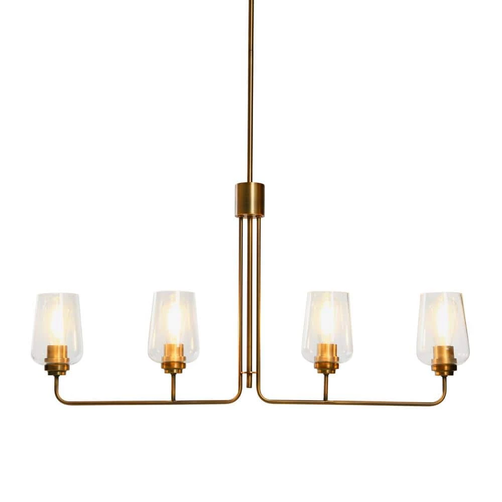 Holden - Metal and Glass 4 Light Chandelier, Brushed Bronze by Robert Stevenson Lighting 4 Holden - Metal and Glass 4 Light Chandelier, Brushed Bronze by Robert Stevenson Lighting - Image 2