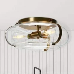 Alston - Glass and Metal Flush Mount Ceiling Light, Brushed Bronze by Robert Stevenson Lighting 15 Alston - Glass and Metal Flush Mount Ceiling Light, Brushed Bronze by Robert Stevenson Lighting -Litton Lane Sales brushed bronze robert stevenson lighting flush mount lights ec1218 31 1000