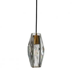 Celia - 1 Faceted Crystal and Metal Pendant Light, Brushed Bronze by Robert Stevenson Lighting
